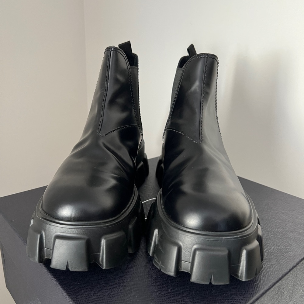 Prada Monolith Brushed Leather Chelsea Boots - Picture 5 of 8